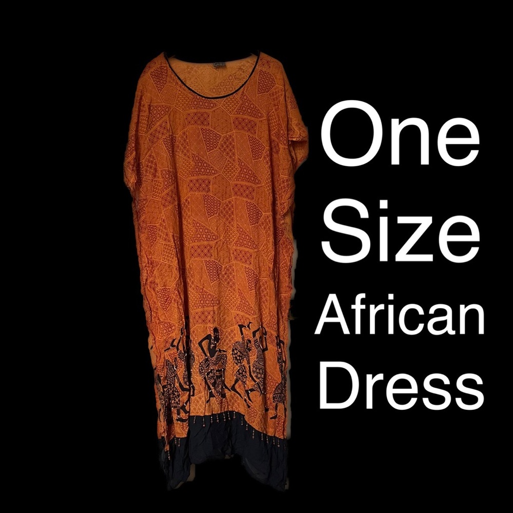 Meetu Magic One Size Plus Brown Black African Afrocentric Afghan Dress